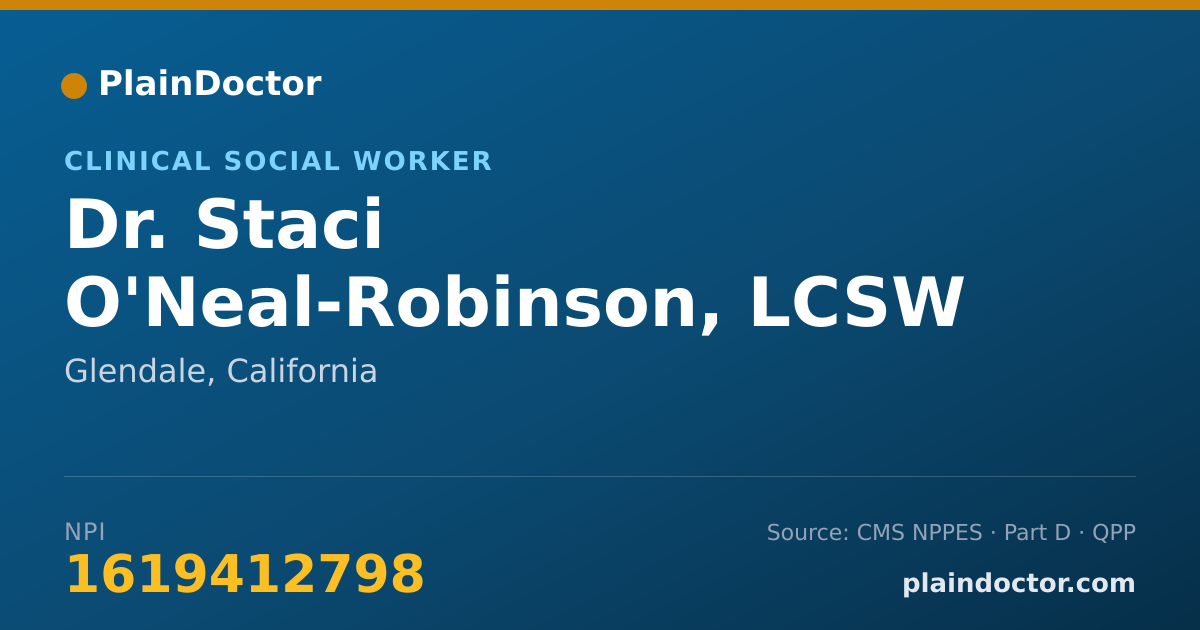 Shareable card for Staci O'Neal-Robinson, LCSW - Clinical Social Worker, Glendale, CA