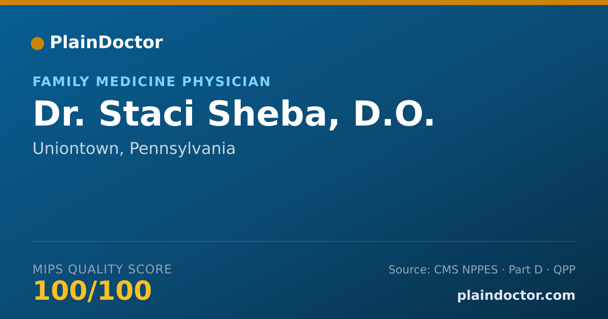 Shareable card for Staci Sheba, D.O. - Family Medicine Physician, Uniontown, PA