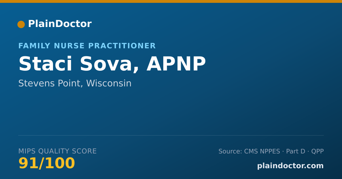 Shareable card for Staci Sova, APNP - Family Nurse Practitioner, Stevens Point, WI