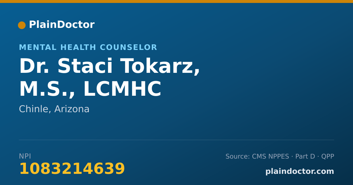 Shareable card for Staci Tokarz, M.S., LCMHC - Mental Health Counselor, Chinle, AZ