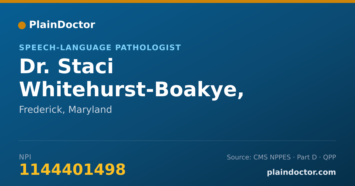 Shareable card for Staci Whitehurst-Boakye, M.S.,CCC-SLP - Speech-Language Pathologist, Frederick, MD