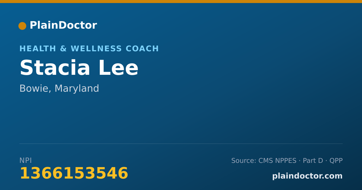 Shareable card for Stacia Lee - Health & Wellness Coach, Bowie, MD