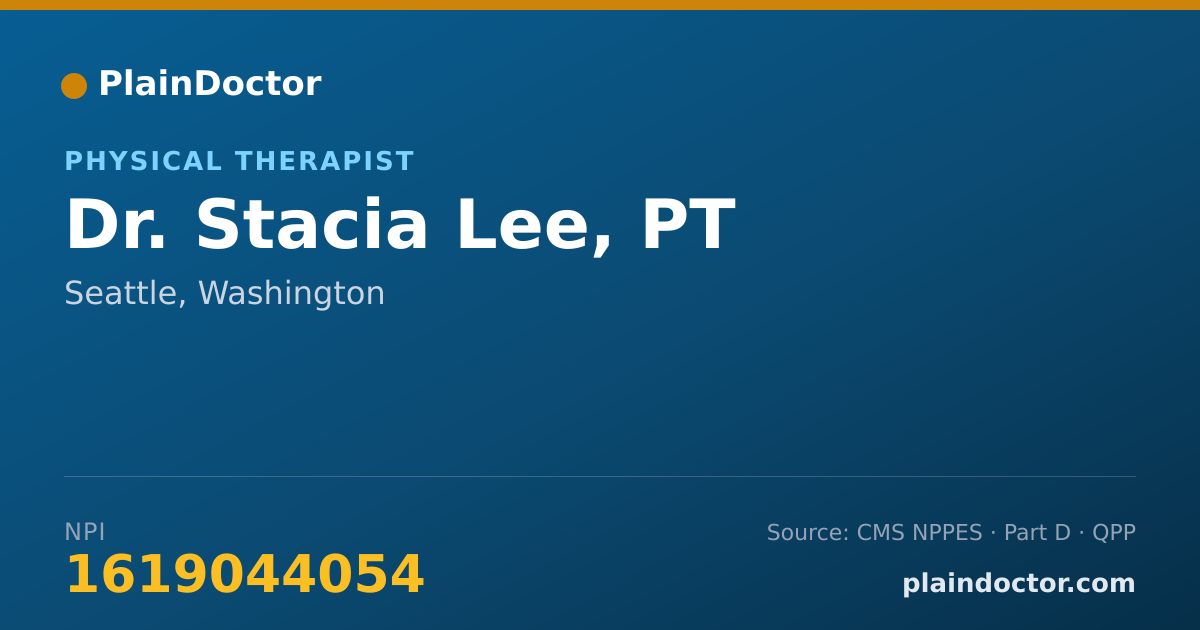 Shareable card for Stacia Lee, PT - Physical Therapist, Seattle, WA
