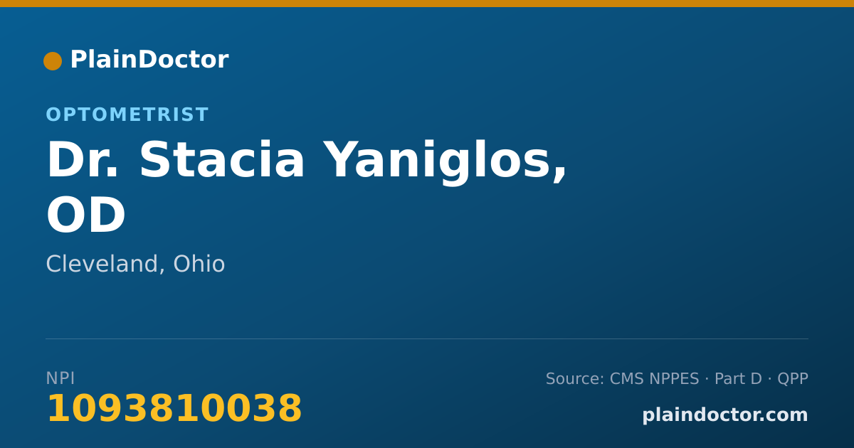 Shareable card for Stacia Yaniglos, OD - Optometrist, Cleveland, OH