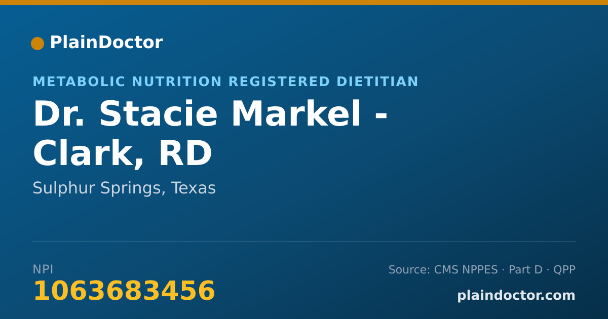 Shareable card for Stacie Markel - Clark, RD - Metabolic Nutrition Registered Dietitian, Sulphur Springs, TX