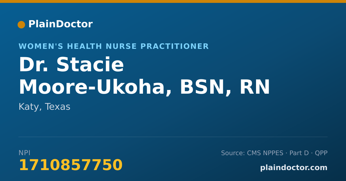 Shareable card for Stacie Moore-Ukoha, BSN, RN - Women's Health Nurse Practitioner, Katy, TX