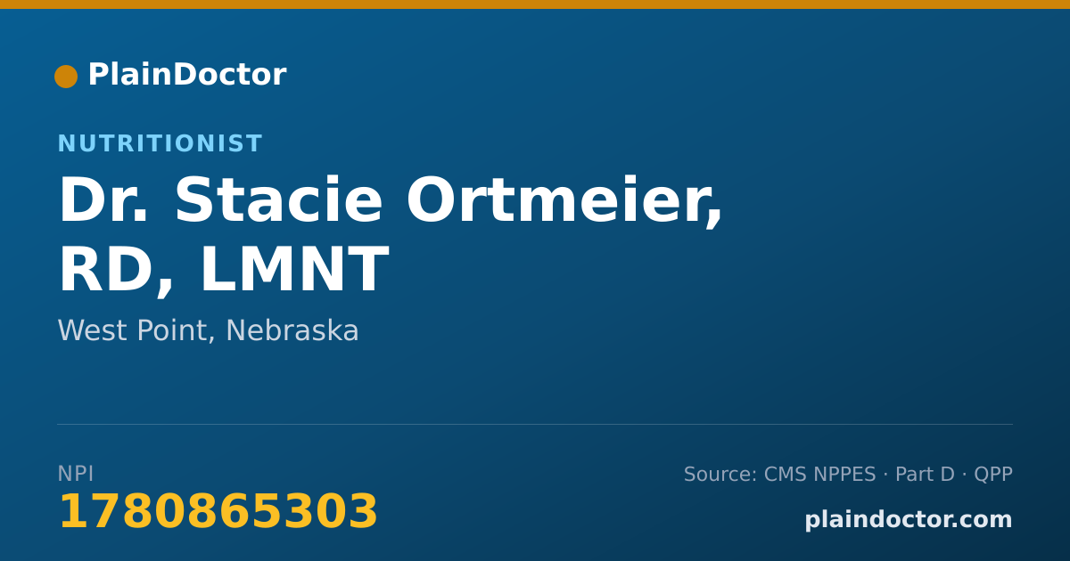 Shareable card for Stacie Ortmeier, RD, LMNT - Nutritionist, West Point, NE