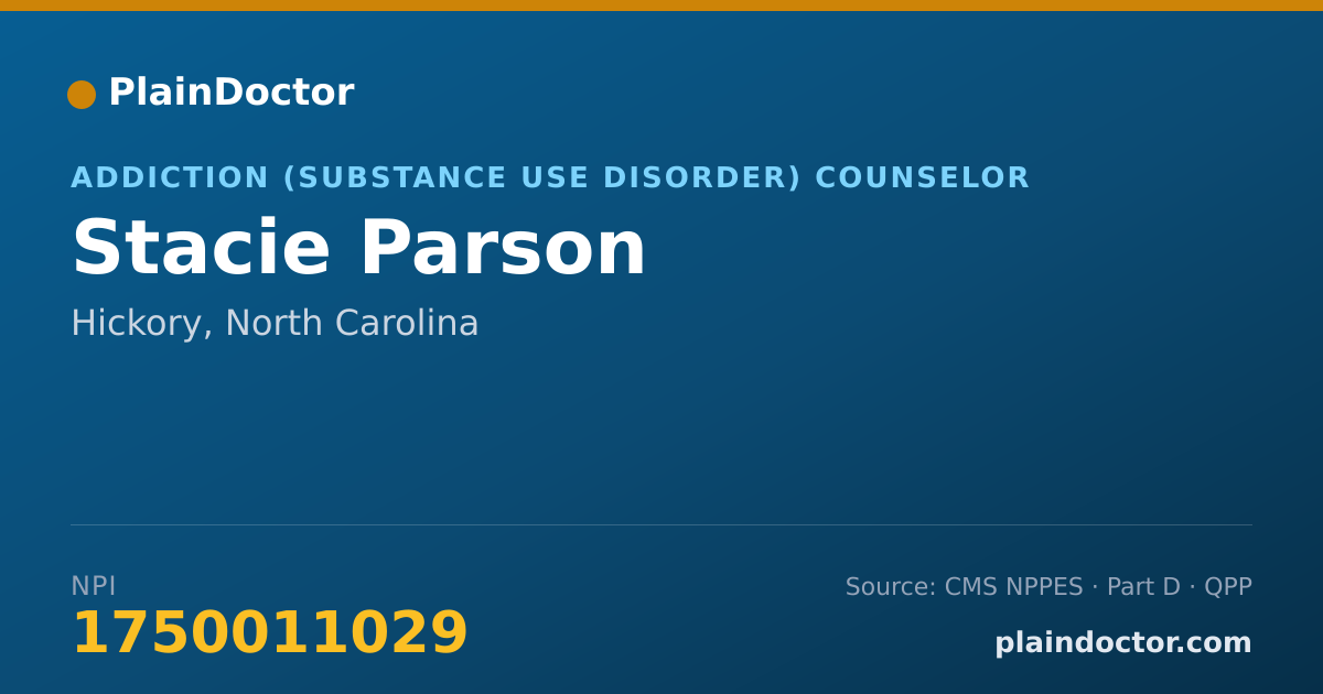 Shareable card for Stacie Parson - Addiction (Substance Use Disorder) Counselor, Hickory, NC