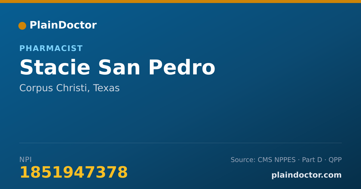 Shareable card for Stacie San Pedro - Pharmacist, Corpus Christi, TX