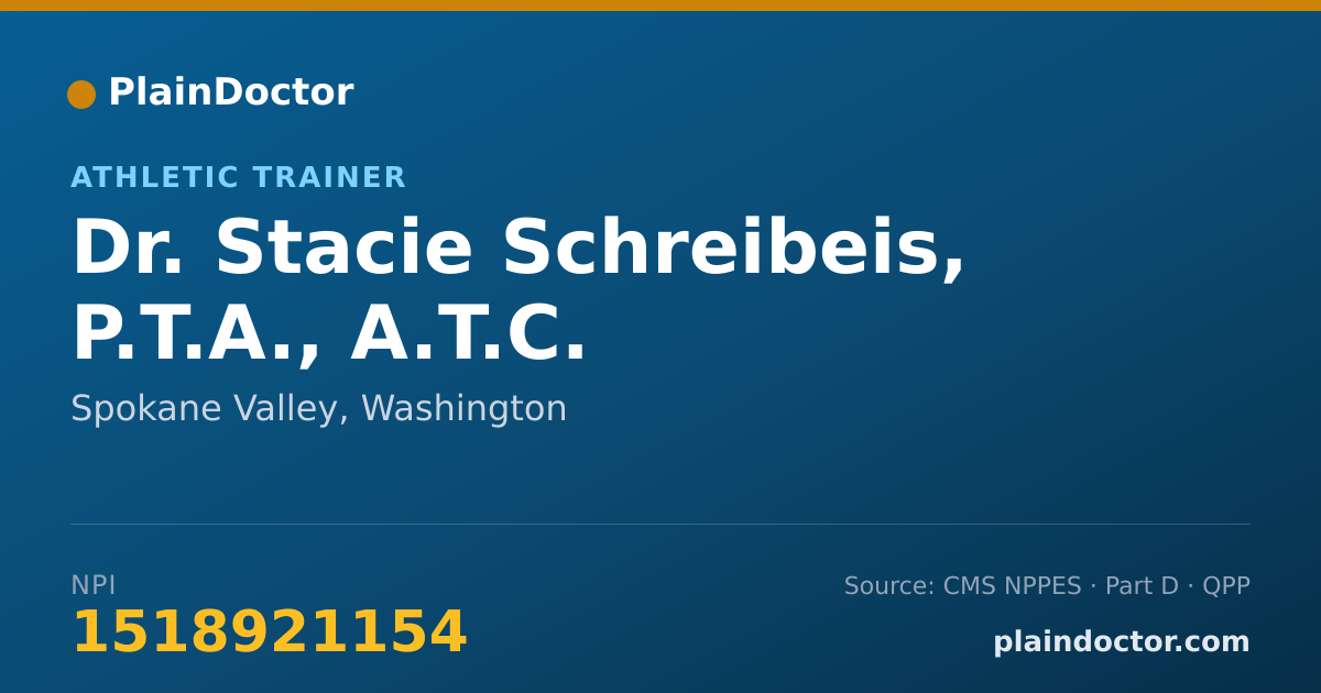 Shareable card for Stacie Schreibeis, P.T.A., A.T.C. - Athletic Trainer, Spokane Valley, WA