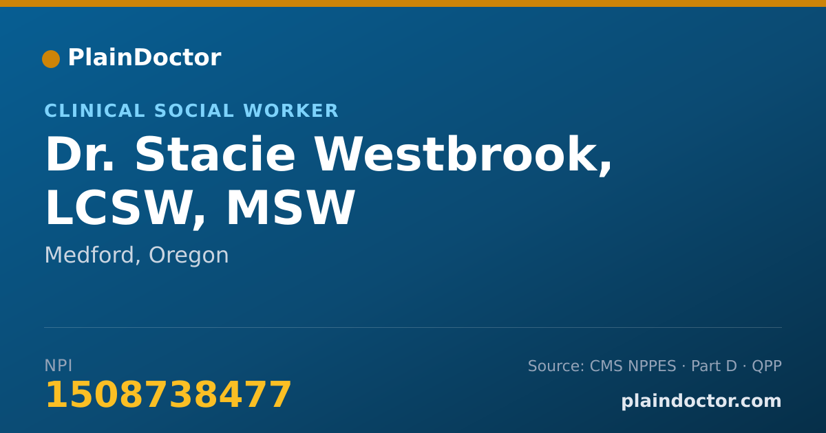 Shareable card for Stacie Westbrook, LCSW, MSW - Clinical Social Worker, Medford, OR