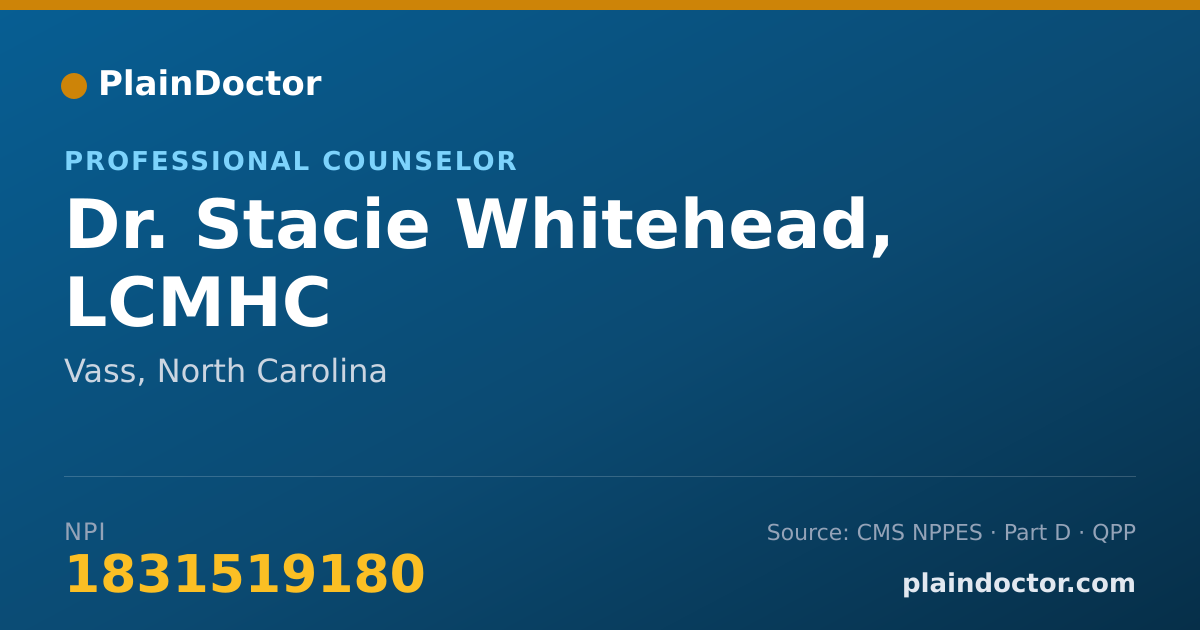 Shareable card for Stacie Whitehead, LCMHC - Professional Counselor, Vass, NC