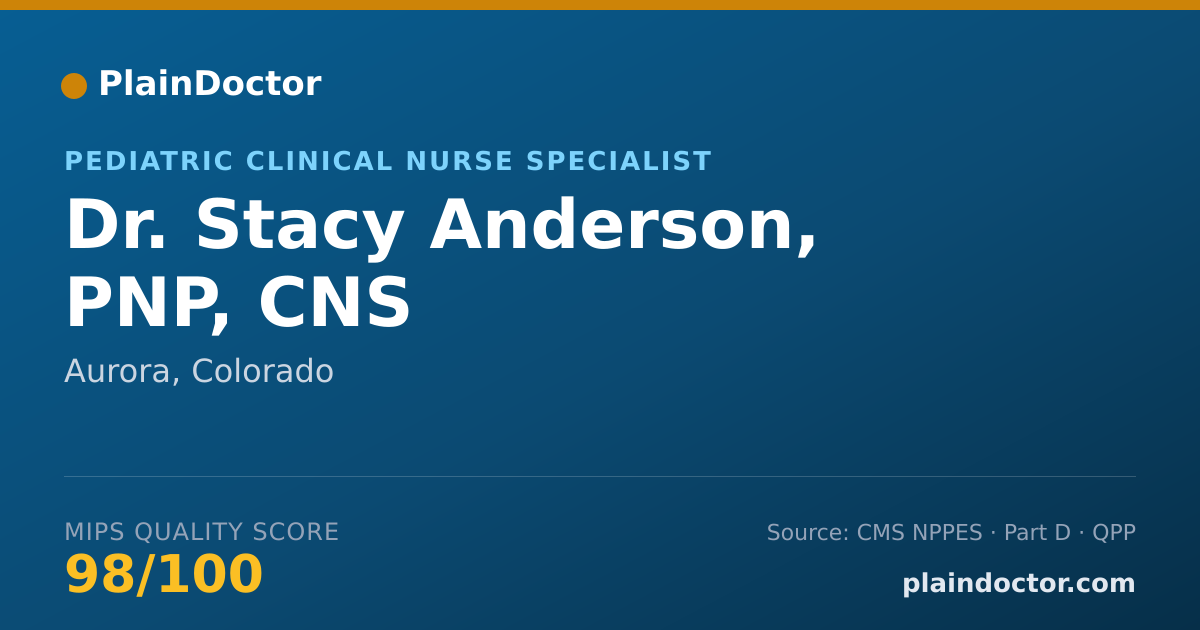 Shareable card for Stacy Anderson, PNP, CNS - Pediatric Clinical Nurse Specialist, Aurora, CO