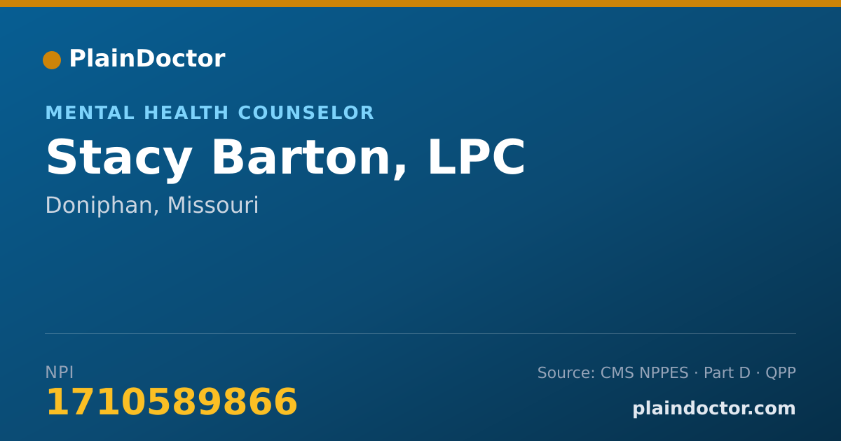 Shareable card for Stacy Barton, LPC - Mental Health Counselor, Doniphan, MO