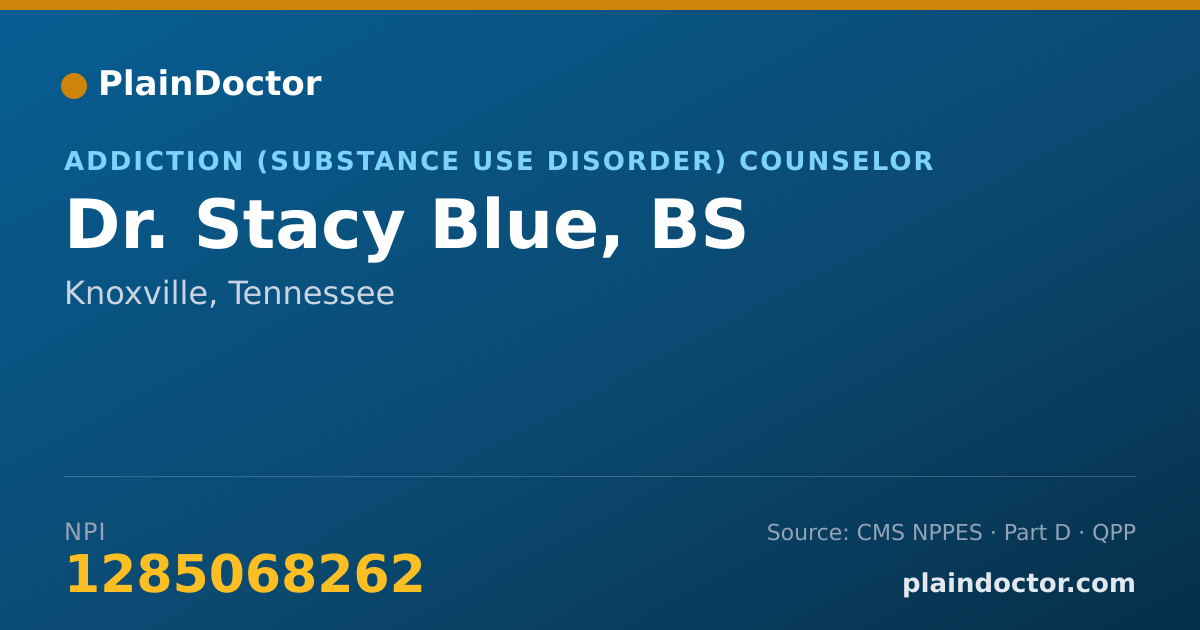Shareable card for Stacy Blue, BS - Addiction (Substance Use Disorder) Counselor, Knoxville, TN