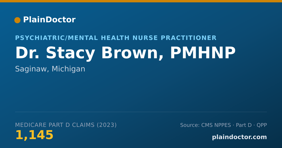 Shareable card for Stacy Brown, PMHNP - Psychiatric/Mental Health Nurse Practitioner, Saginaw, MI
