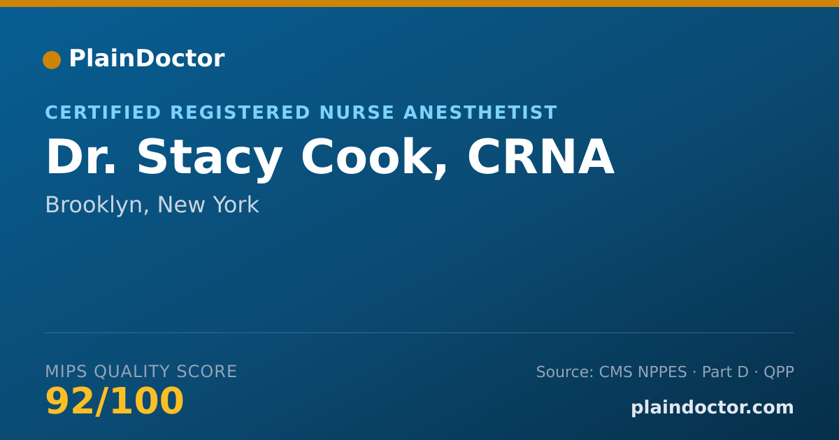 Shareable card for Stacy Cook, CRNA - Certified Registered Nurse Anesthetist, Brooklyn, NY