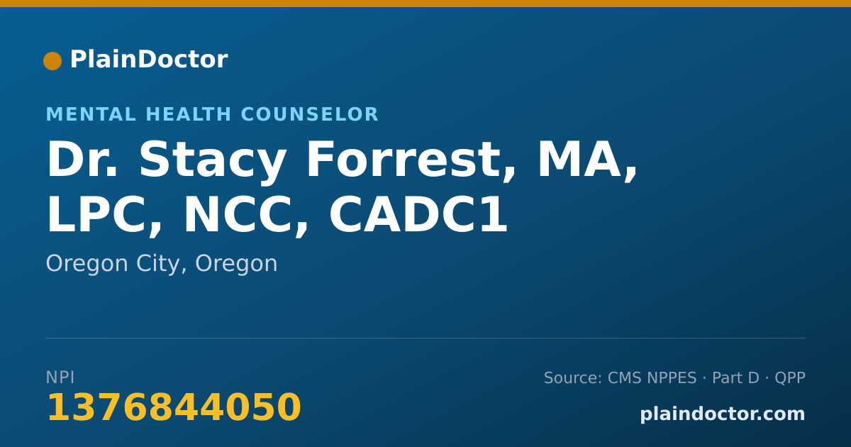 Shareable card for Stacy Forrest, MA, LPC, NCC, CADC1 - Mental Health Counselor, Oregon City, OR