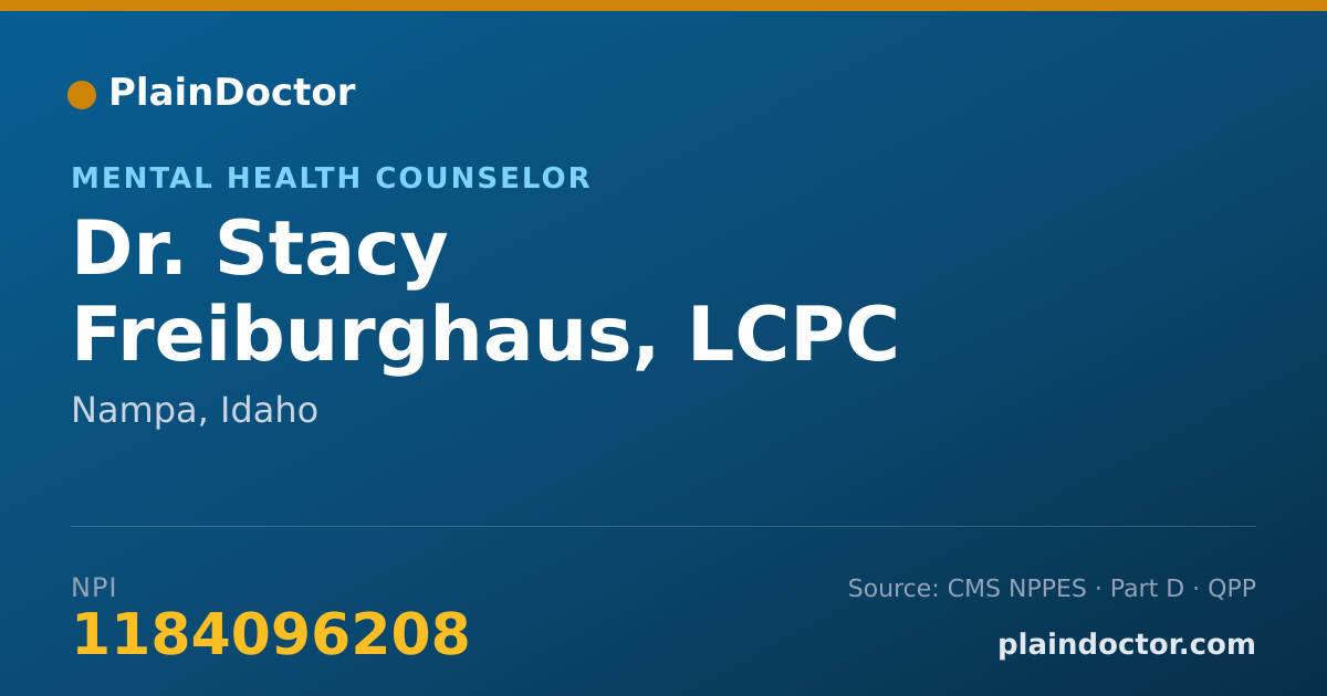 Shareable card for Stacy Freiburghaus, LCPC - Mental Health Counselor, Nampa, ID