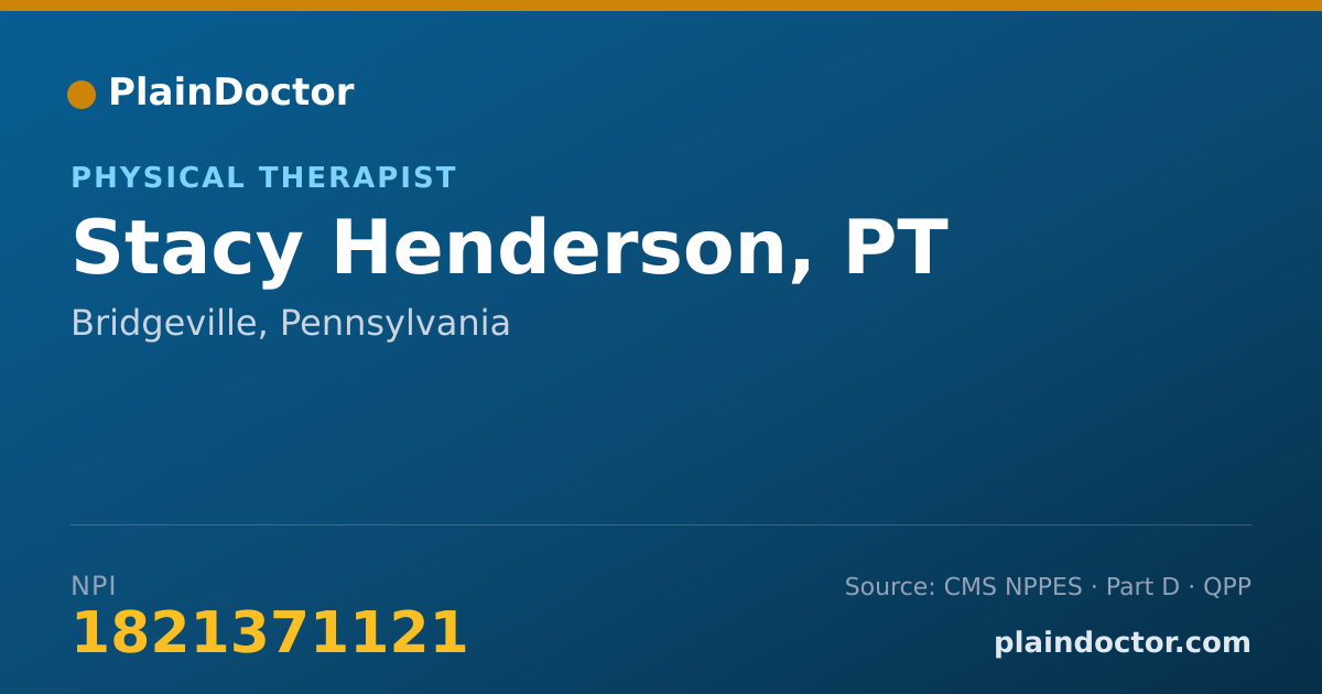 Shareable card for Stacy Henderson, PT - Physical Therapist, Bridgeville, PA
