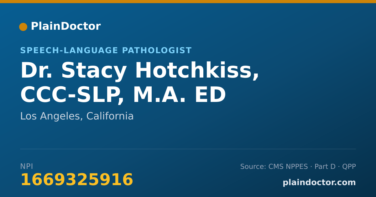 Shareable card for Stacy Hotchkiss, CCC-SLP, M.A. ED - Speech-Language Pathologist, Los Angeles, CA
