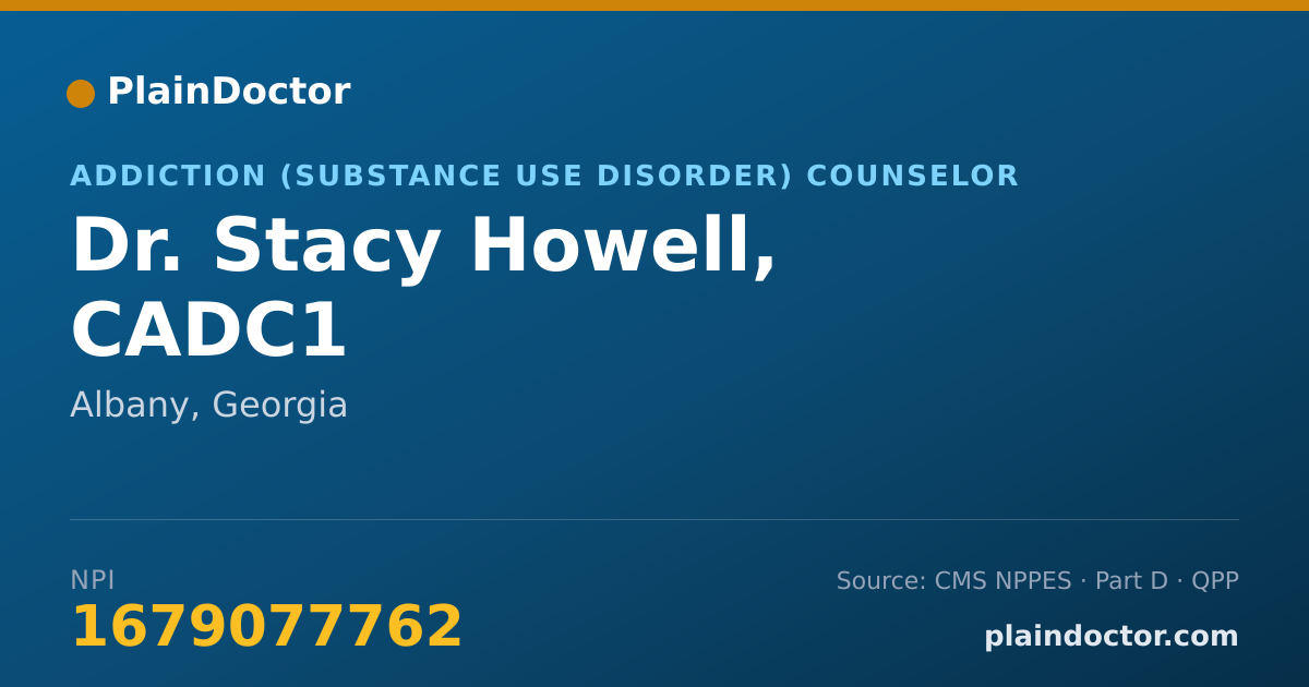 Shareable card for Stacy Howell, CADC1 - Addiction (Substance Use Disorder) Counselor, Albany, GA