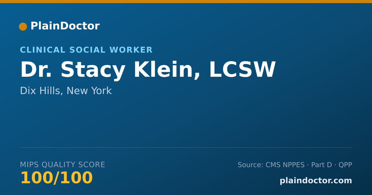 Shareable card for Stacy Klein, LCSW - Clinical Social Worker, Dix Hills, NY
