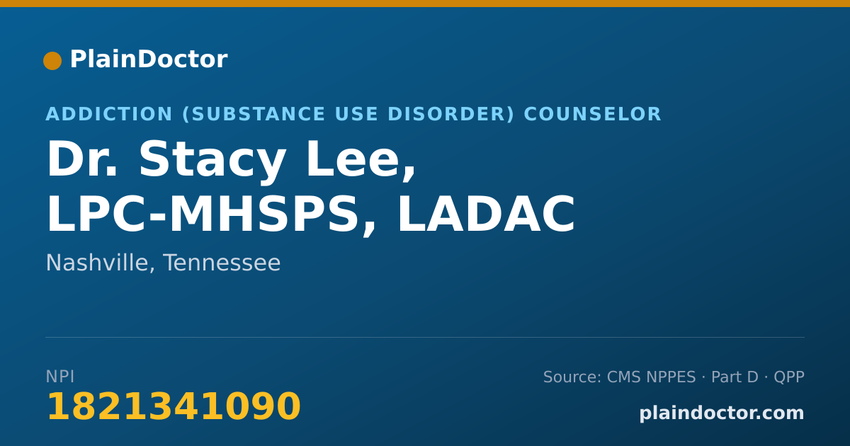 Shareable card for Stacy Lee, LPC-MHSPS, LADAC - Addiction (Substance Use Disorder) Counselor, Nashville, TN