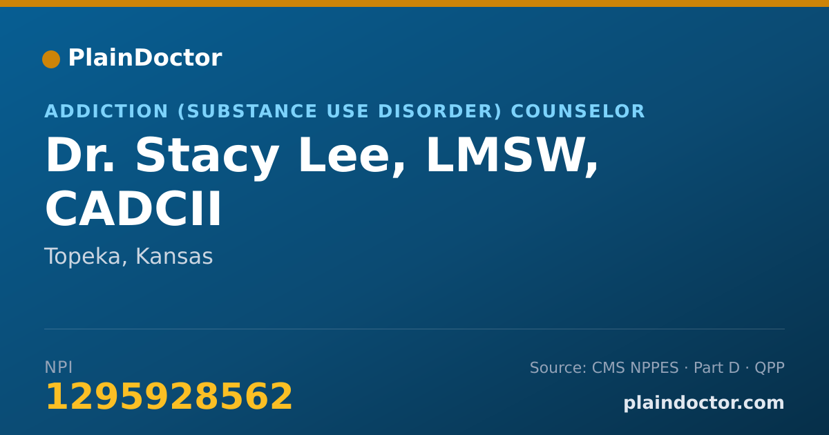 Shareable card for Stacy Lee, LMSW, CADCII - Addiction (Substance Use Disorder) Counselor, Topeka, KS