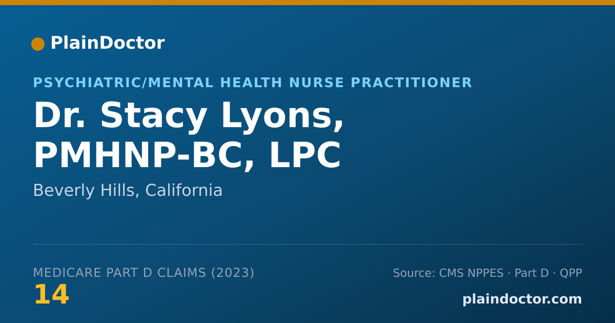 Shareable card for Stacy Lyons, PMHNP-BC, LPC - Psychiatric/Mental Health Nurse Practitioner, Beverly Hills, CA