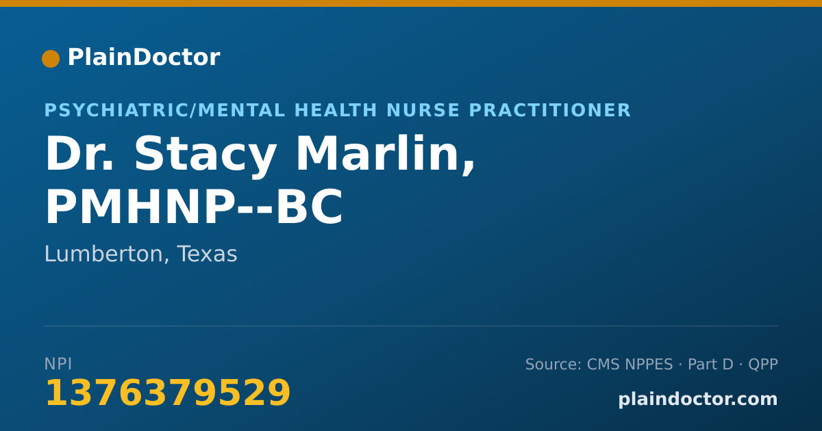 Shareable card for Stacy Marlin, PMHNP--BC - Psychiatric/Mental Health Nurse Practitioner, Lumberton, TX