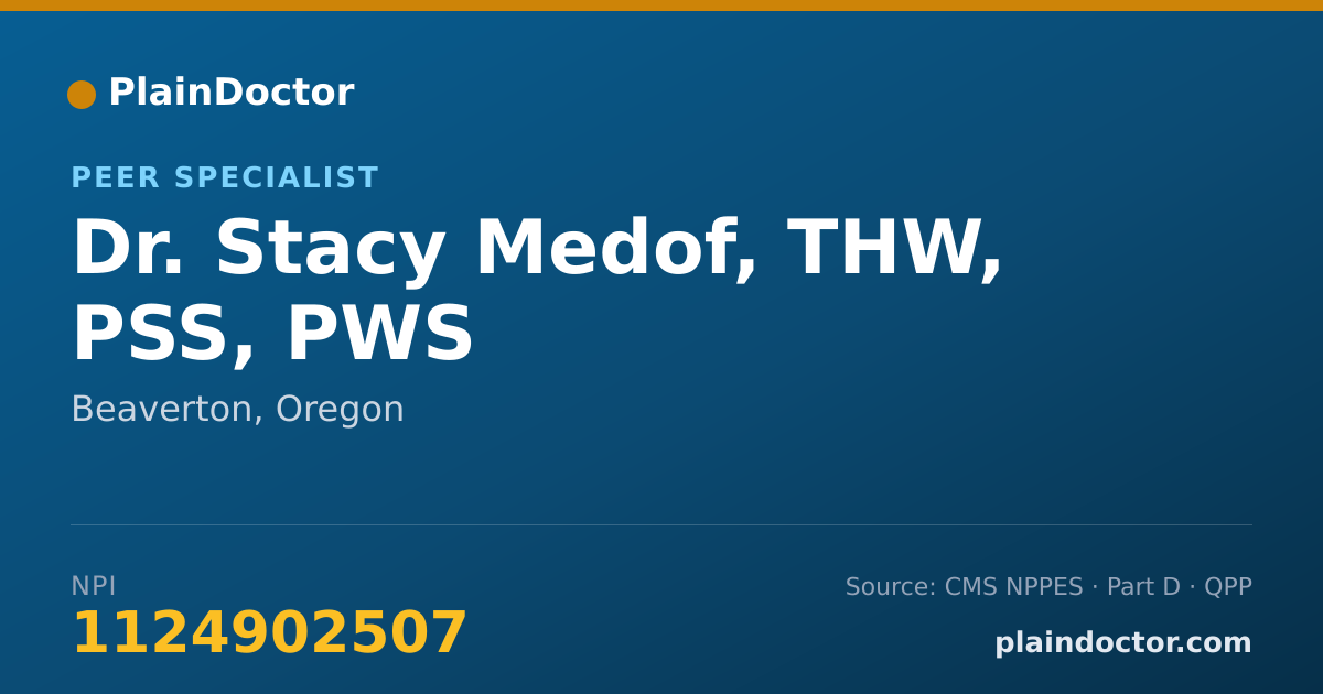 Shareable card for Stacy Medof, THW, PSS, PWS - Peer Specialist, Beaverton, OR