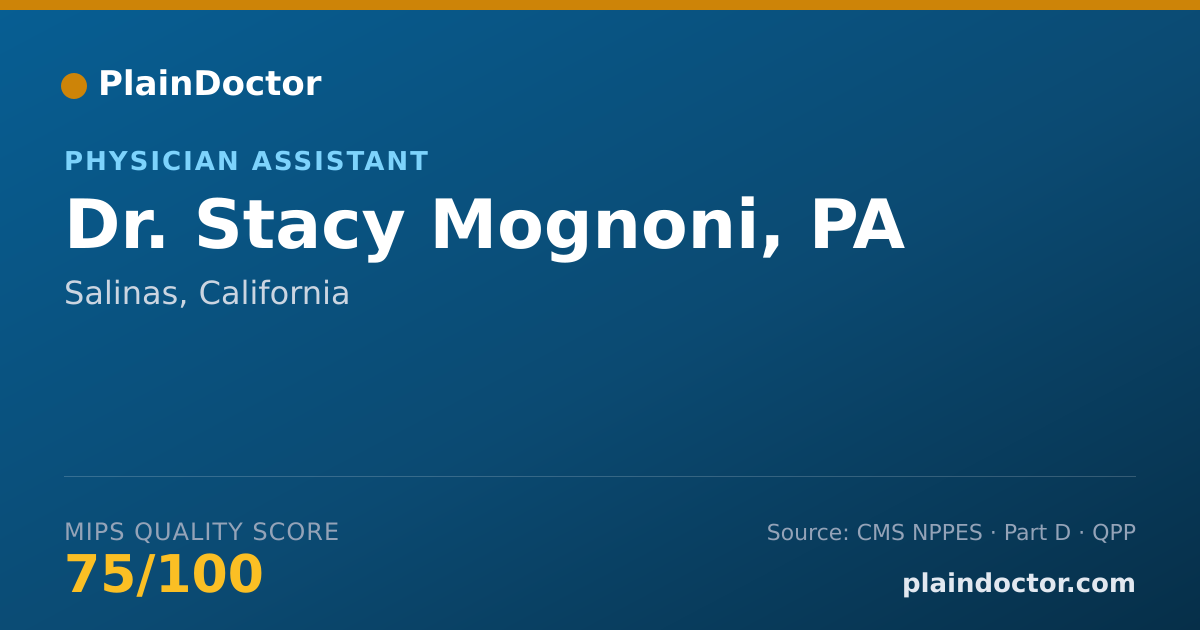 Shareable card for Stacy Mognoni, PA - Physician Assistant, Salinas, CA