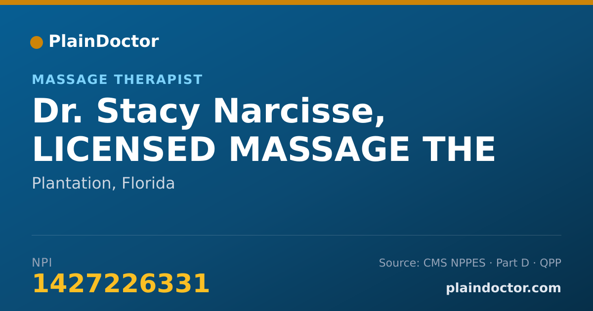 Shareable card for Stacy Narcisse, LICENSED MASSAGE THE - Massage Therapist, Plantation, FL