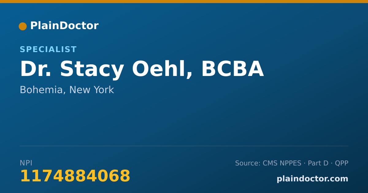 Shareable card for Stacy Oehl, BCBA - Specialist, Bohemia, NY