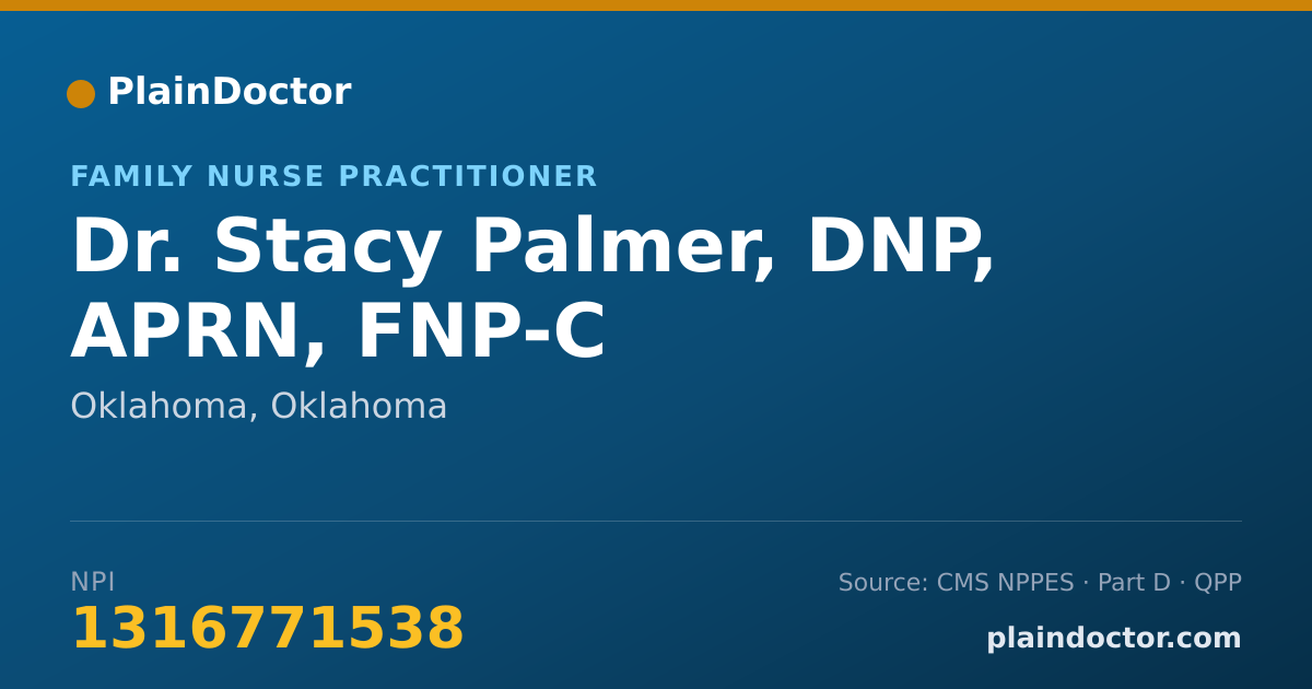 Shareable card for Stacy Palmer, DNP, APRN, FNP-C - Family Nurse Practitioner, Oklahoma, OK