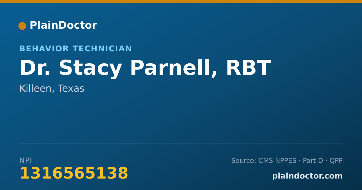 Shareable card for Stacy Parnell, RBT - Behavior Technician, Killeen, TX