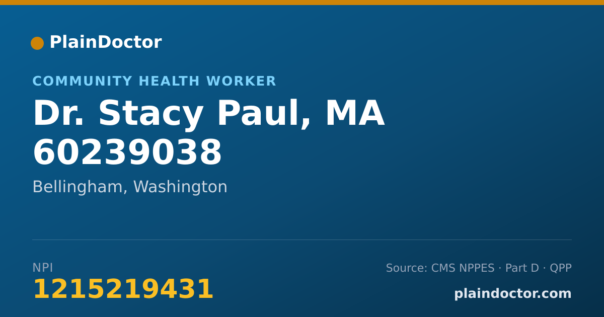 Shareable card for Stacy Paul, MA 60239038 - Community Health Worker, Bellingham, WA