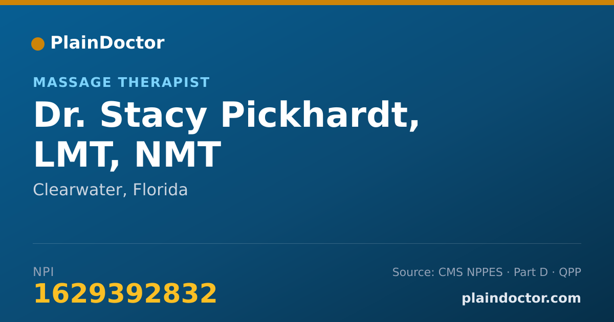 Shareable card for Stacy Pickhardt, LMT, NMT - Massage Therapist, Clearwater, FL