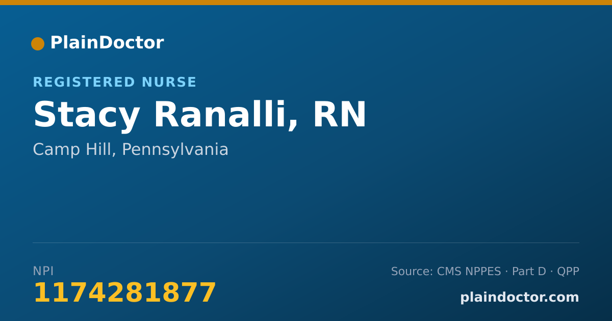 Shareable card for Stacy Ranalli, RN - Registered Nurse, Camp Hill, PA