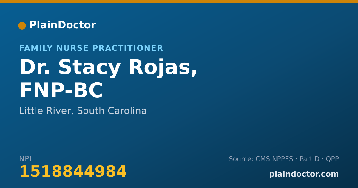 Shareable card for Stacy Rojas, FNP-BC - Family Nurse Practitioner, Little River, SC