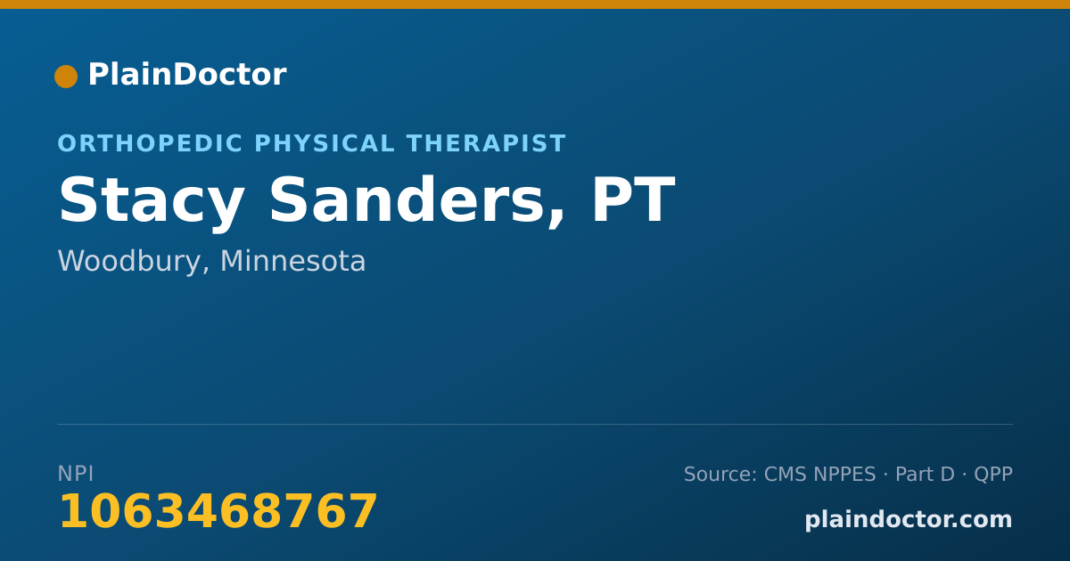 Shareable card for Stacy Sanders, PT - Orthopedic Physical Therapist, Woodbury, MN