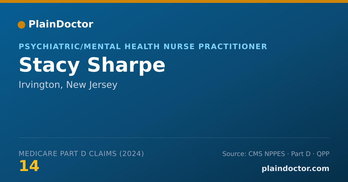 Shareable card for Stacy Sharpe - Psychiatric/Mental Health Nurse Practitioner, Irvington, NJ