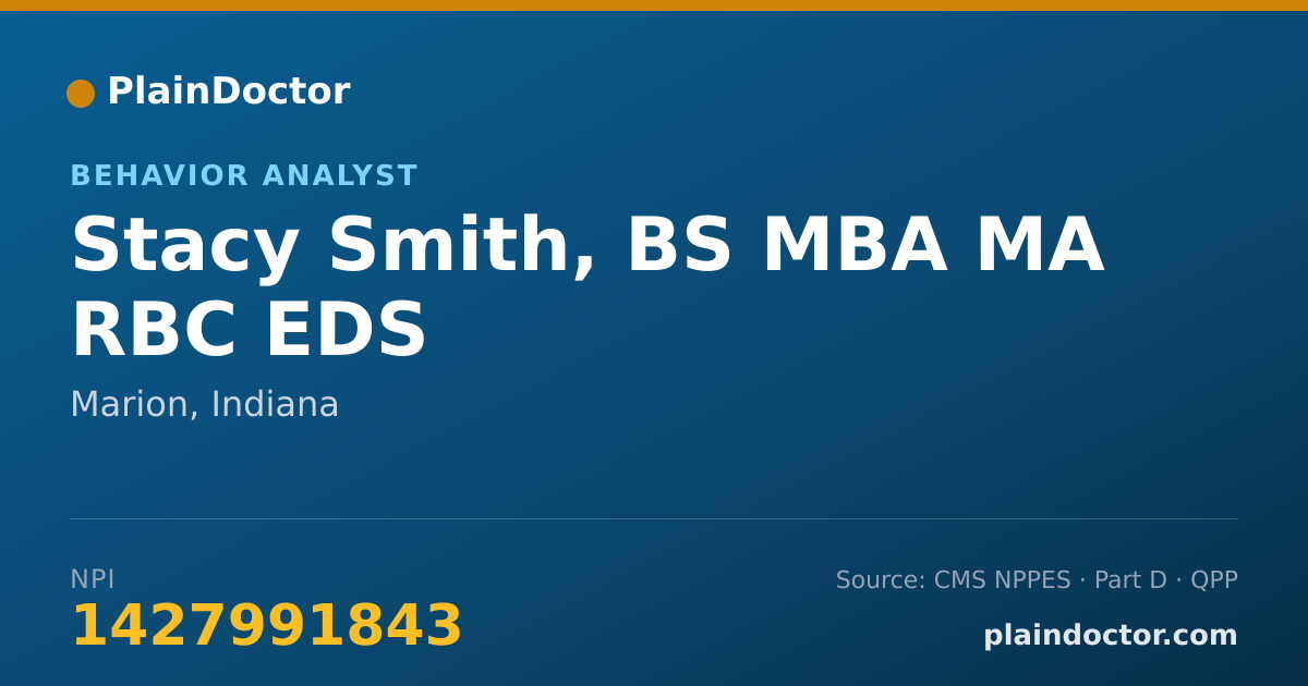 Shareable card for Stacy Smith, BS MBA MA RBC EDS - Behavior Analyst, Marion, IN