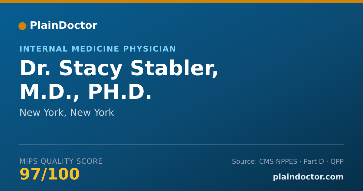 Shareable card for Stacy Stabler, M.D., PH.D. - Internal Medicine Physician, New York, NY