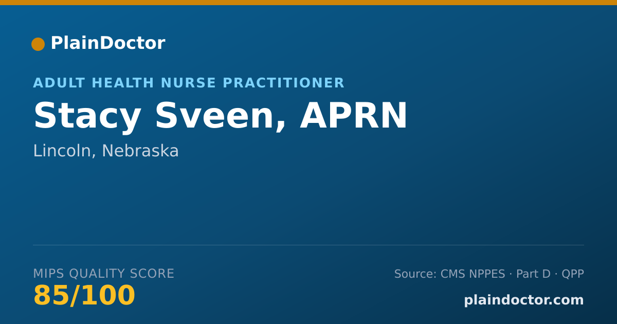 Shareable card for Stacy Sveen, APRN - Adult Health Nurse Practitioner, Lincoln, NE