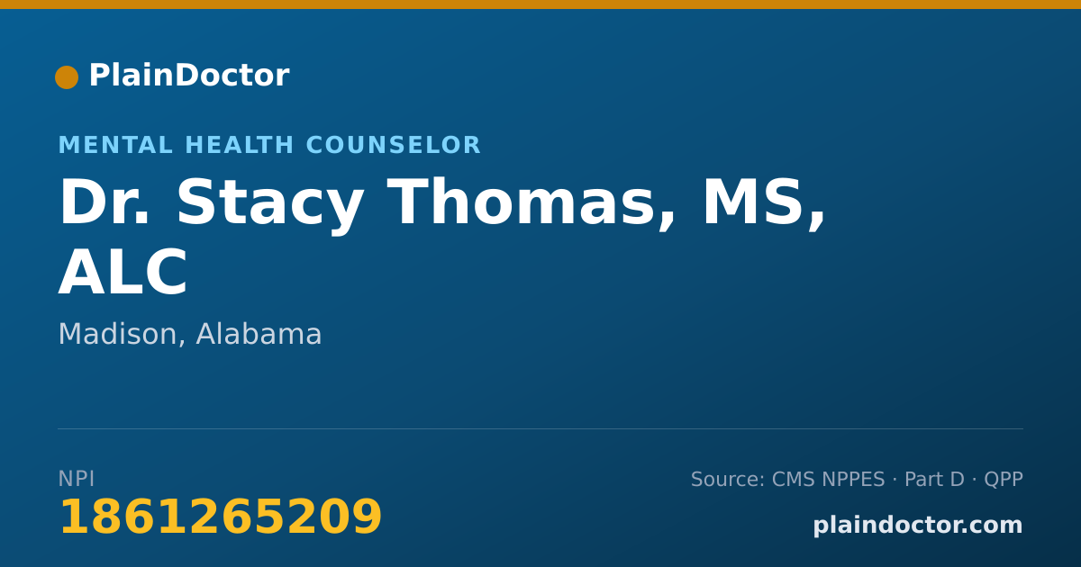 Shareable card for Stacy Thomas, MS, ALC - Mental Health Counselor, Madison, AL