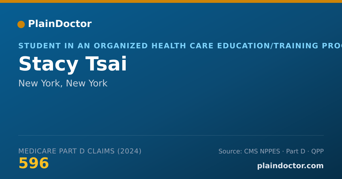 Shareable card for Stacy Tsai - Student in an Organized Health Care Education/Training Program, New York, NY