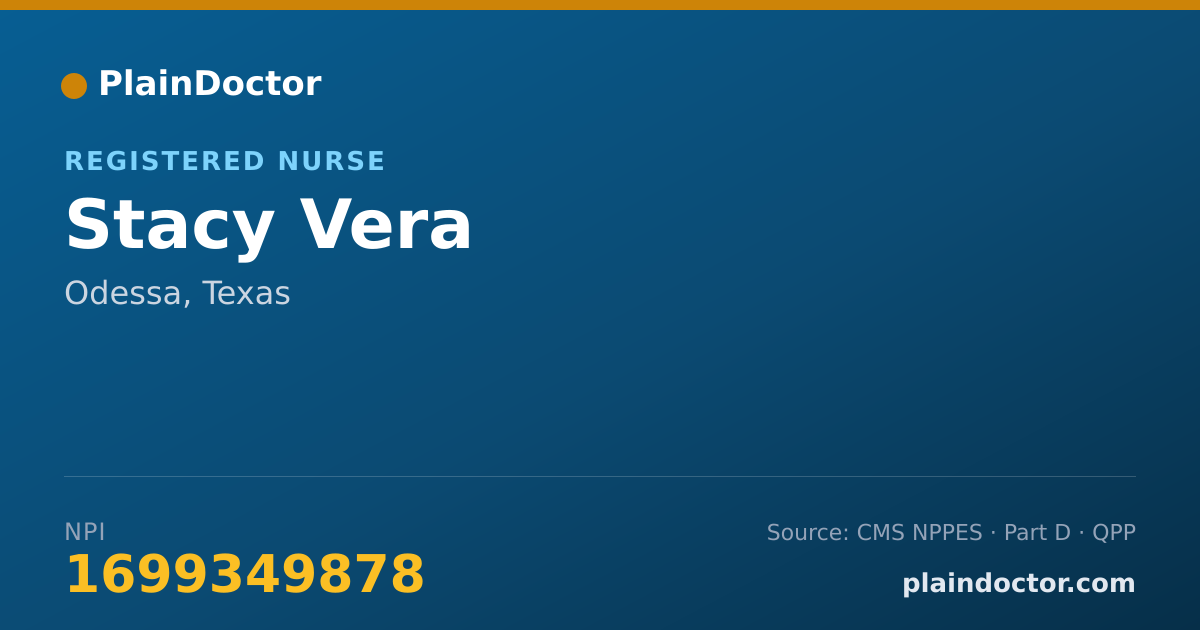 Shareable card for Stacy Vera - Registered Nurse, Odessa, TX