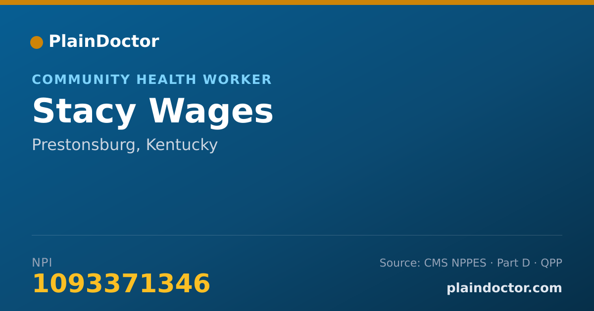Shareable card for Stacy Wages - Community Health Worker, Prestonsburg, KY